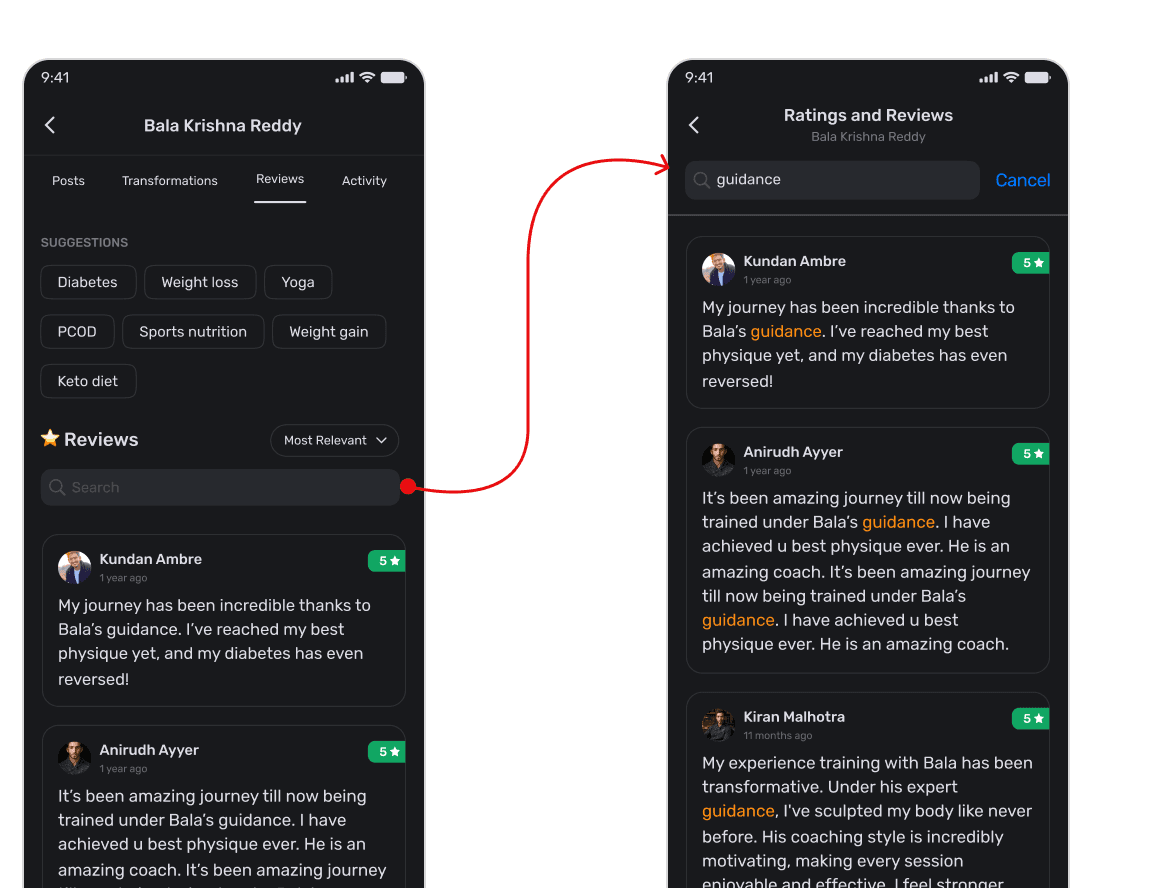 Review keyword search